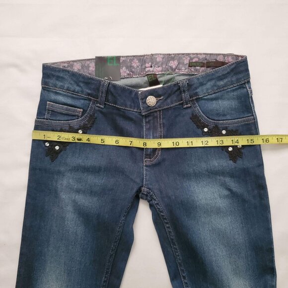 Benetton Jeans Women's Adjustable Waist Stretch Slim Denim Jeans Waist 28 NWT - Picture 12 of 16